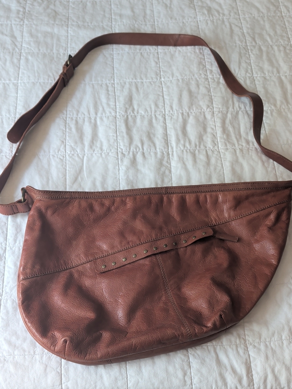 Ashwood  English Leather Asymmetrical Hobo in Whiskey Brown